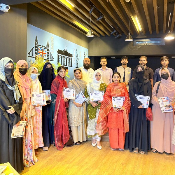 Certificate ceremony with participants of a psychology training programme