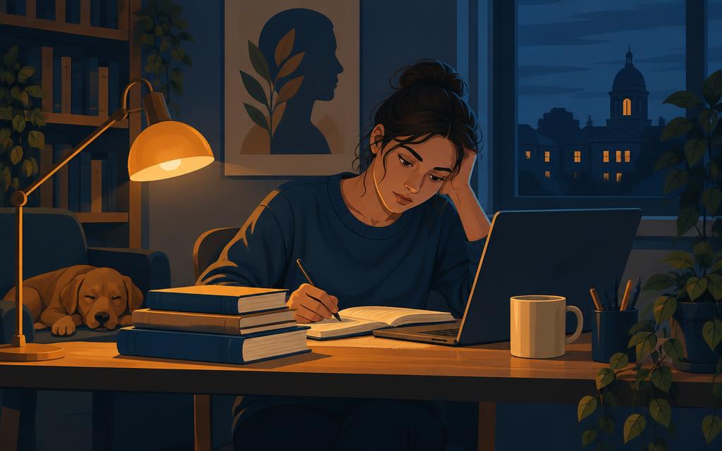 Exam, Study & Early-Career Pressure — illustration